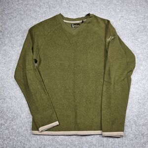 VTG Volcom Sweater Mens Small Olive Green V-neck Liberation Pullover